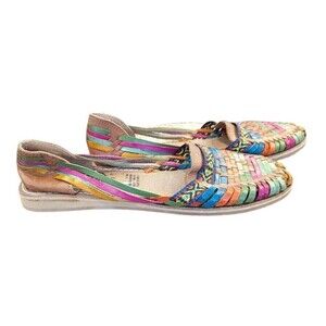 CACAHIS Slip On Sandals Womens Size 9 Brown‎ Colorful Frida Kahlo Loafers Aztec
